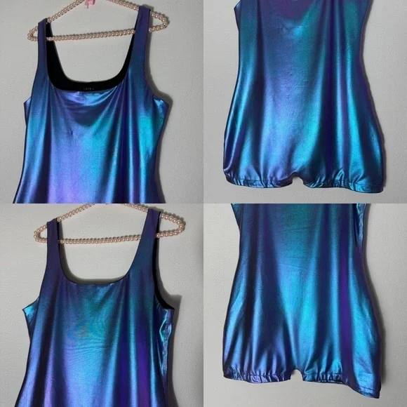 Akira metallic blue/purple shift futuristic romper size L - Picture 12 of 16